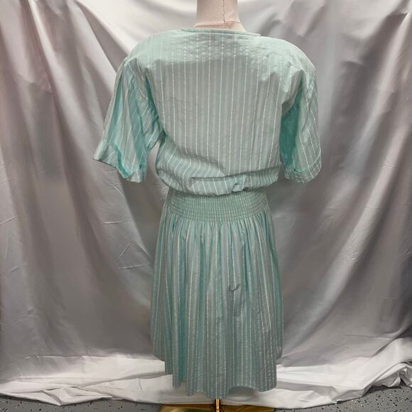 Vintage 80's Jessica Howard Striped Pastel Short sleeve Dress Womens 6 Smocked - Picture 8 of 16